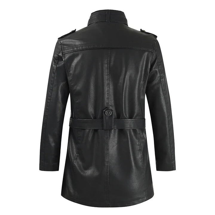 Alberto™ | Cazadora motera larga de cuero elegante