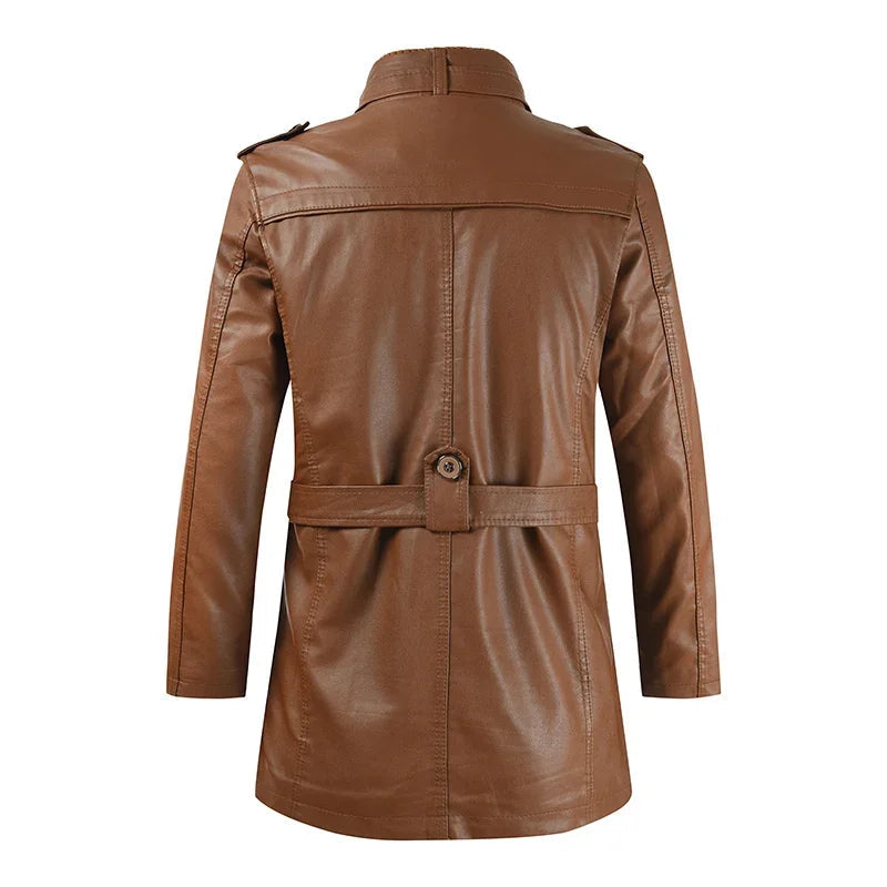 Alberto™ | Cazadora motera larga de cuero elegante