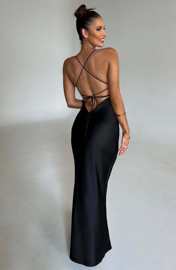 Natalia™ | Vestido satinado con espalda cruzada
