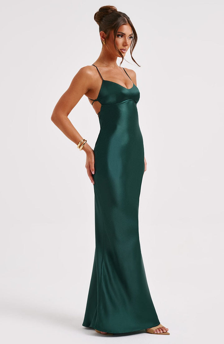 Natalia™ | Vestido satinado con espalda cruzada