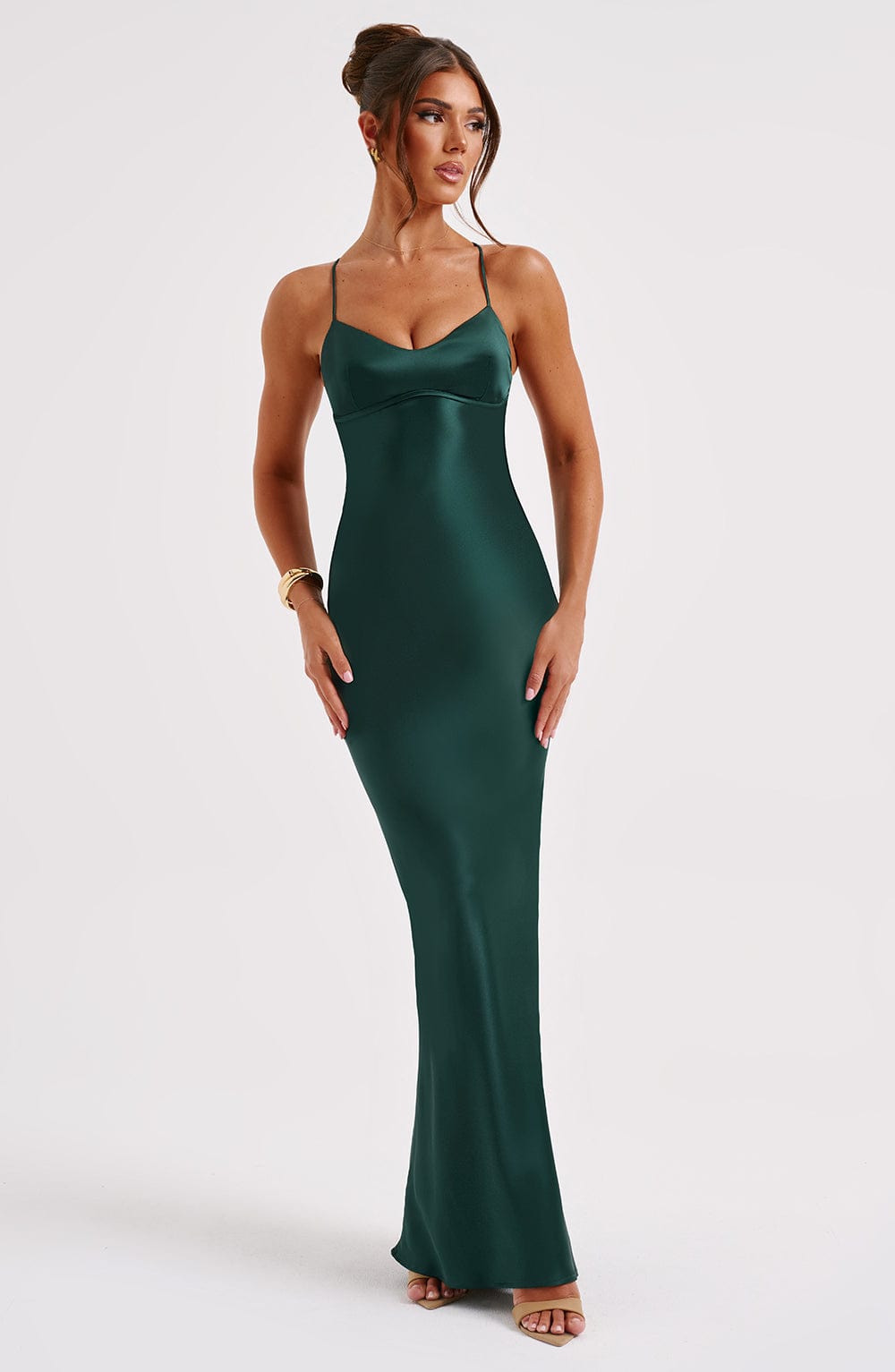 Natalia™ | Vestido satinado con espalda cruzada