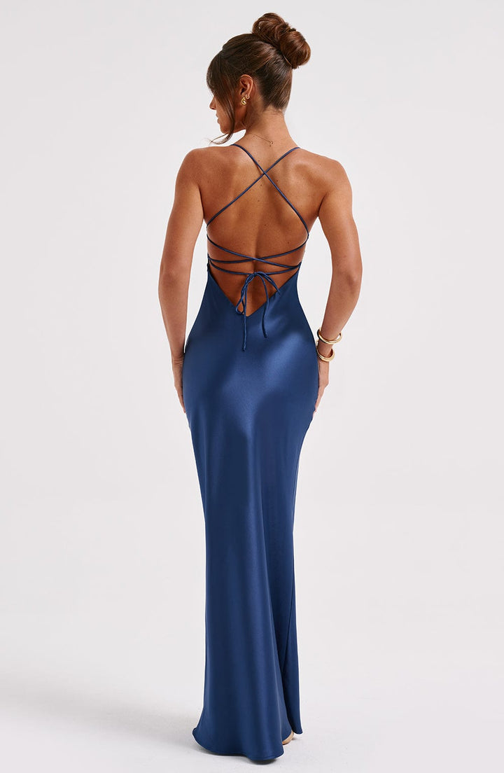 Natalia™ | Vestido satinado con espalda cruzada