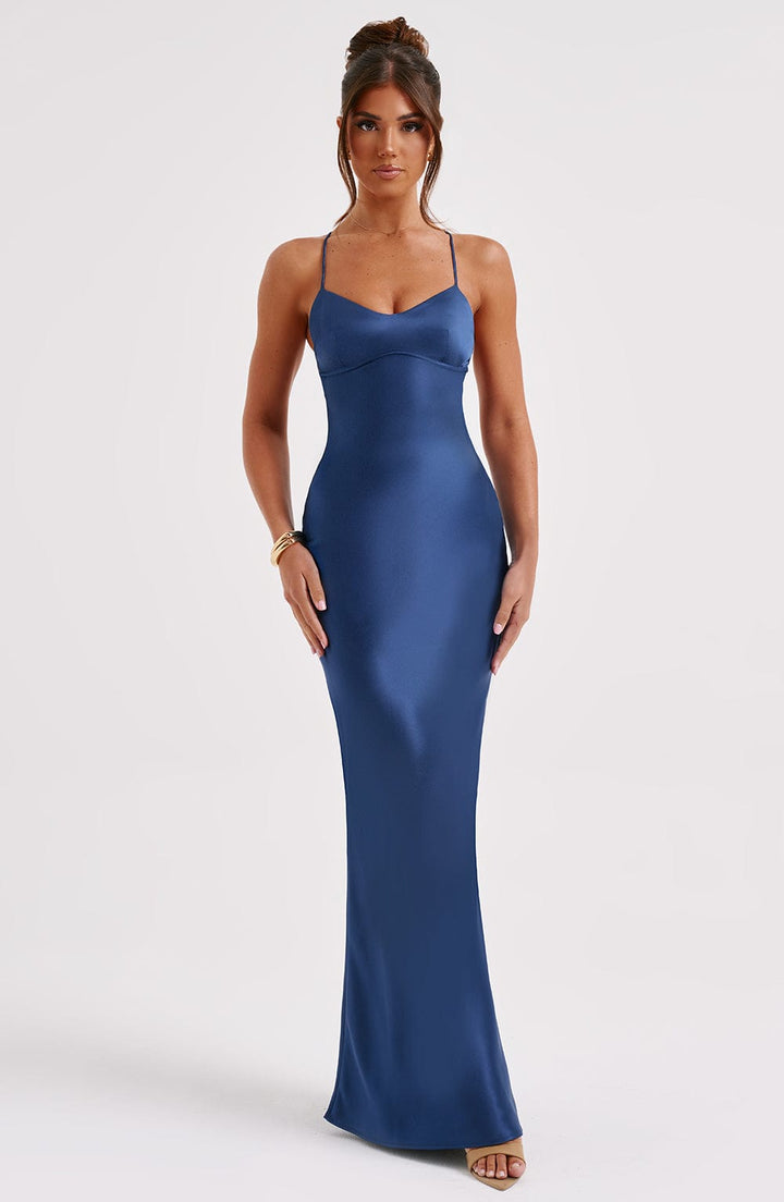 Natalia™ | Vestido satinado con espalda cruzada