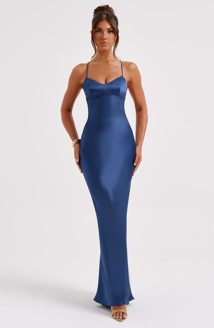 Natalia™ | Vestido satinado con espalda cruzada