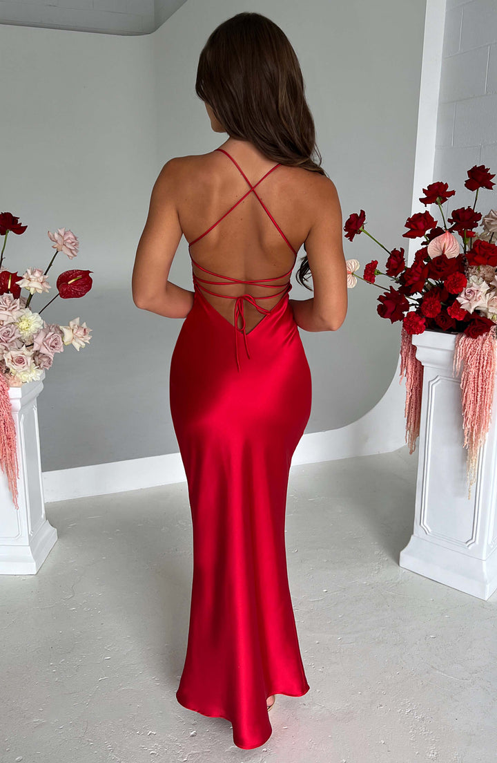 Natalia™ | Vestido satinado con espalda cruzada
