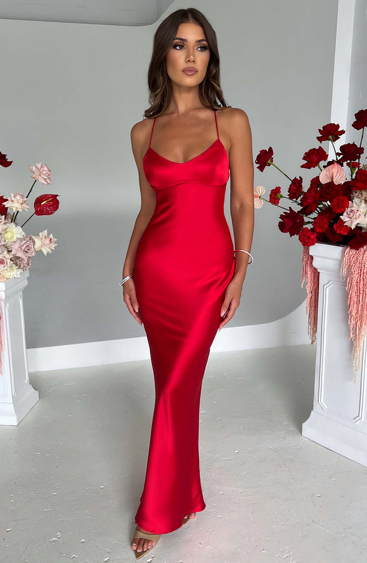 Natalia™ | Vestido satinado con espalda cruzada