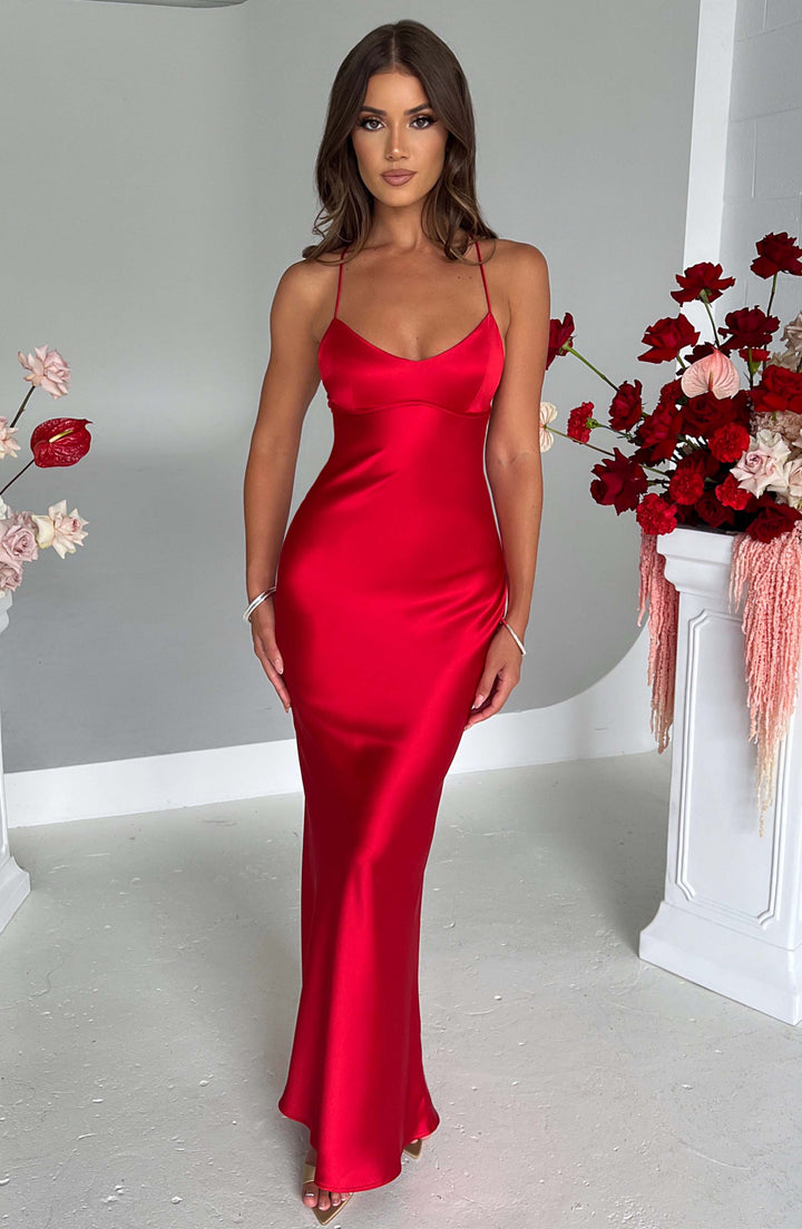 Natalia™ | Vestido satinado con espalda cruzada