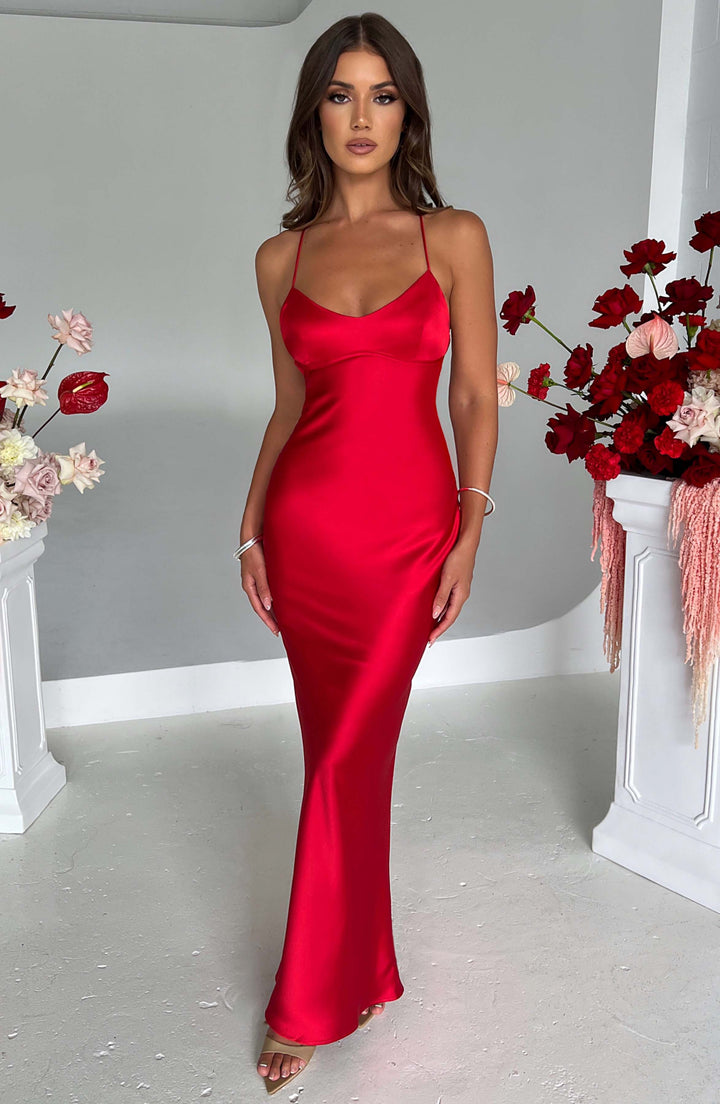 Natalia™ | Vestido satinado con espalda cruzada